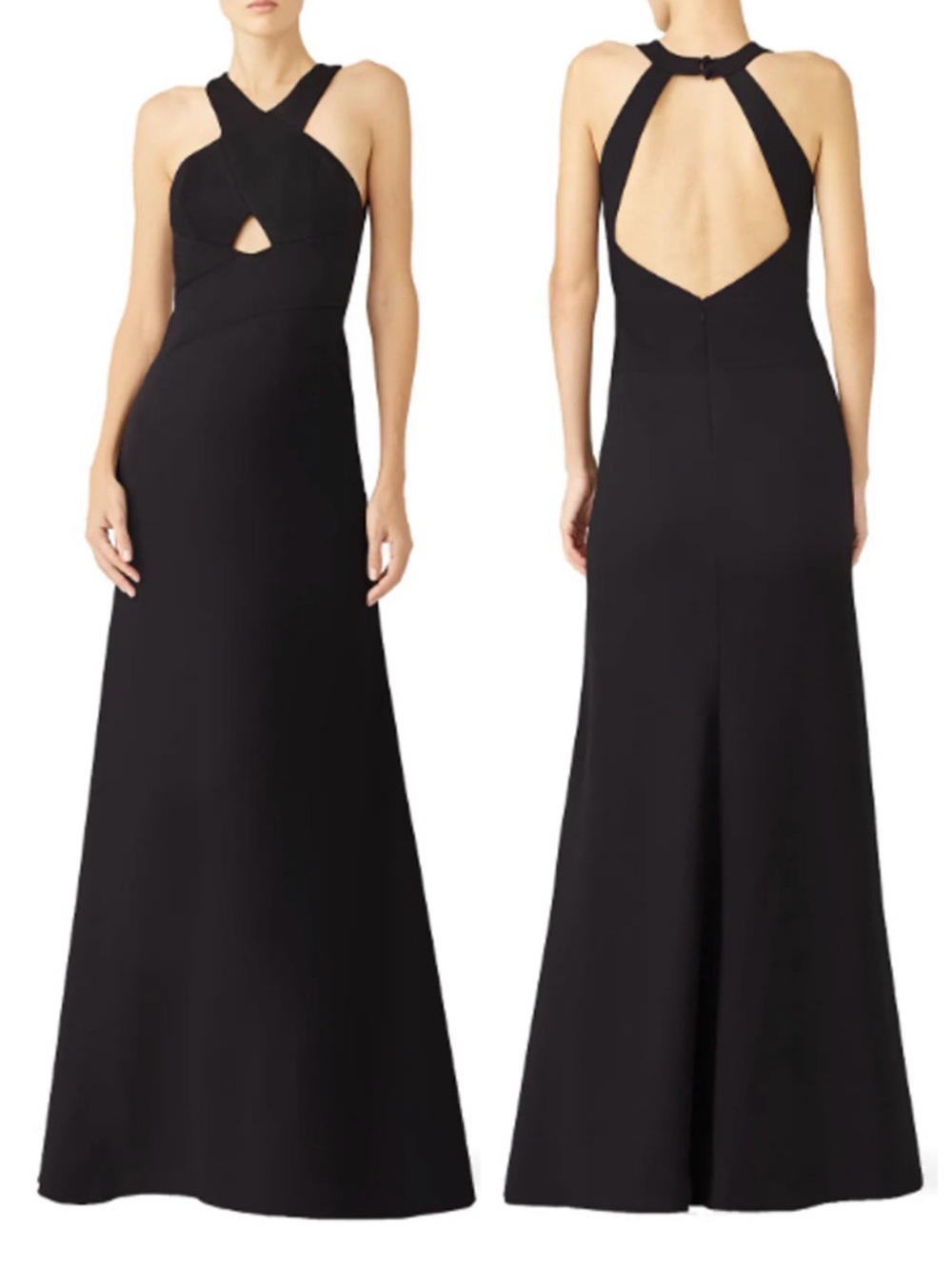 Aidan by Aidan Mattox Black Cross-Back Midi Dress